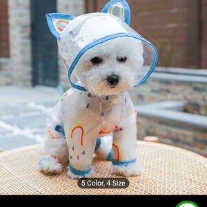 Source Unknown Clear Dog Raincoat with Blue Trim